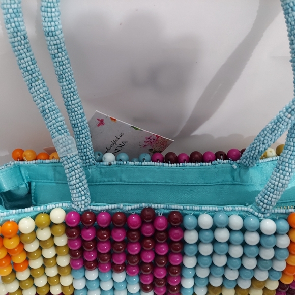 NWT Made in India Beaded Handbag 70's Era Style - Picture 6 of 6